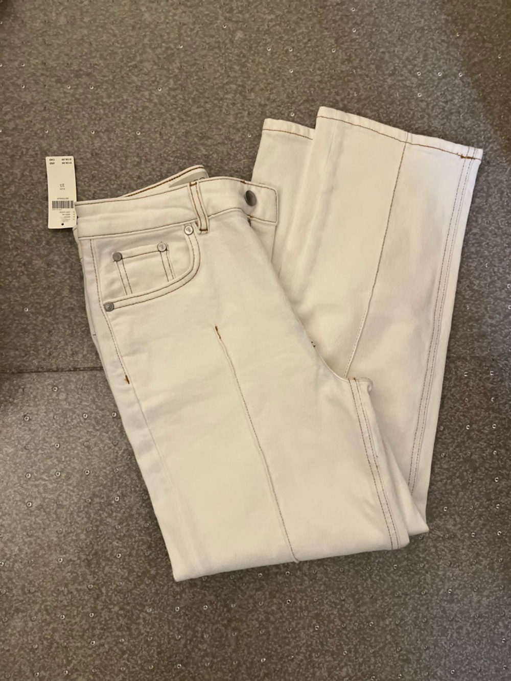 Anthropologie pilcro pleats white jeans ankle straight cropped ivory sz 25